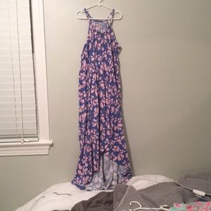A blue and pink dress